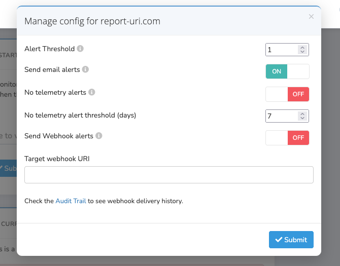 The Config modal
