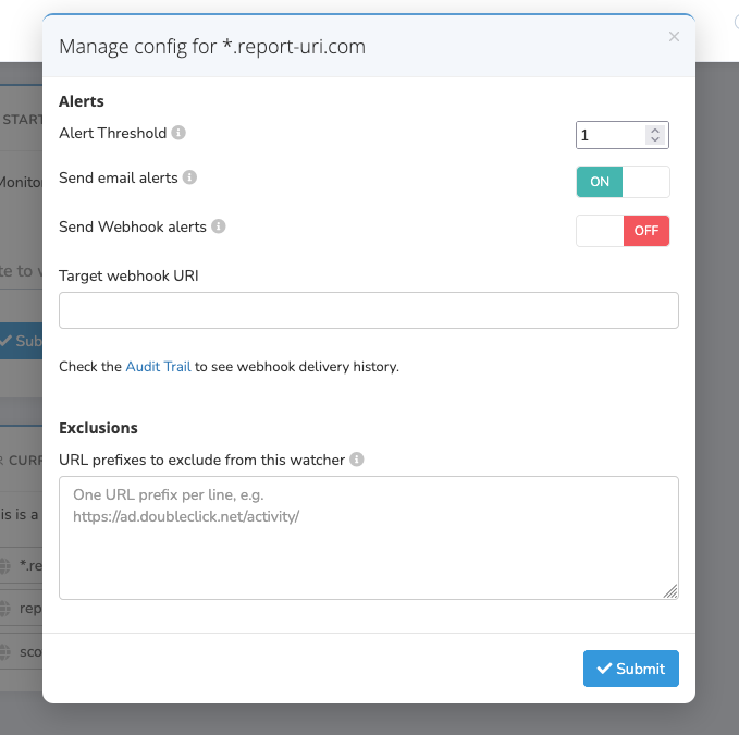 The Config modal