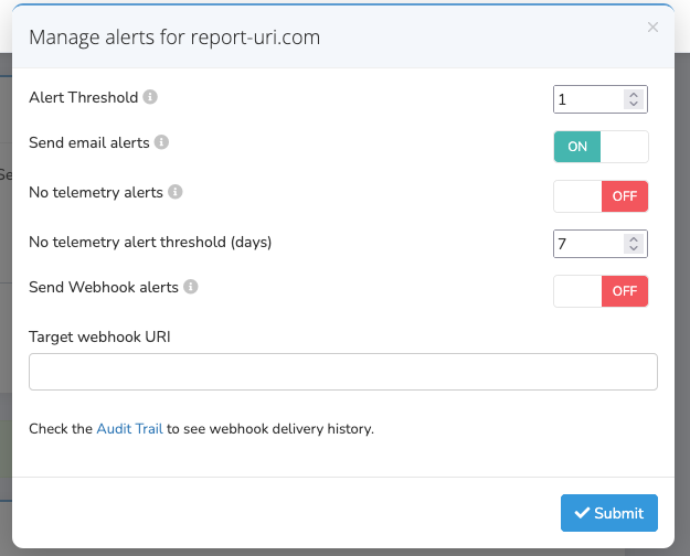 Options to manage alerts